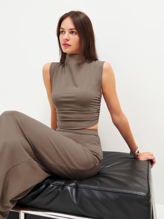 Reformation Dresses & Skirts - Reformation Foster Knit Two Piece Medium Shitake High Neck Rushed Sides